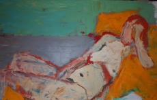 "Erica Reclining Study" 24" X 36" oil on wood Panel: SOLD